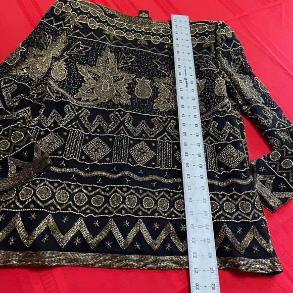 Land Mark Women’s Black Gold Vintage Beaded  Sequin Jacket Size Medium - Picture 10 of 10